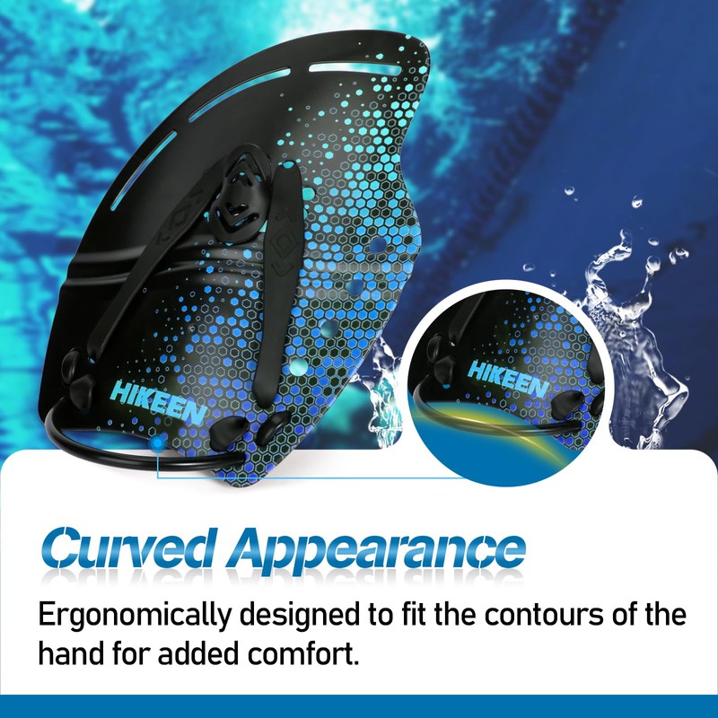 Curved Swimming Paddle Swimming Hand Paddle with Adjustable Straps for