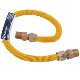 Eastman 24 Inch x 1/2 Inch OD Flexible Gas Line Connector with (2) 1/2 Inch MIP Fitting Ends for Natural Gas and Liquid Propane, Stainless Steel, Yellow, 20YE505024B