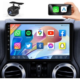 [4GB+32GB] Car Radio Stereo for Jeep Wrangler JK 2007-2018 with Wireless CarPlay Android Auto, 10 Inch Touch Screen Stereo Replacement with 5G WiFi GPS BT FM DSP SWC