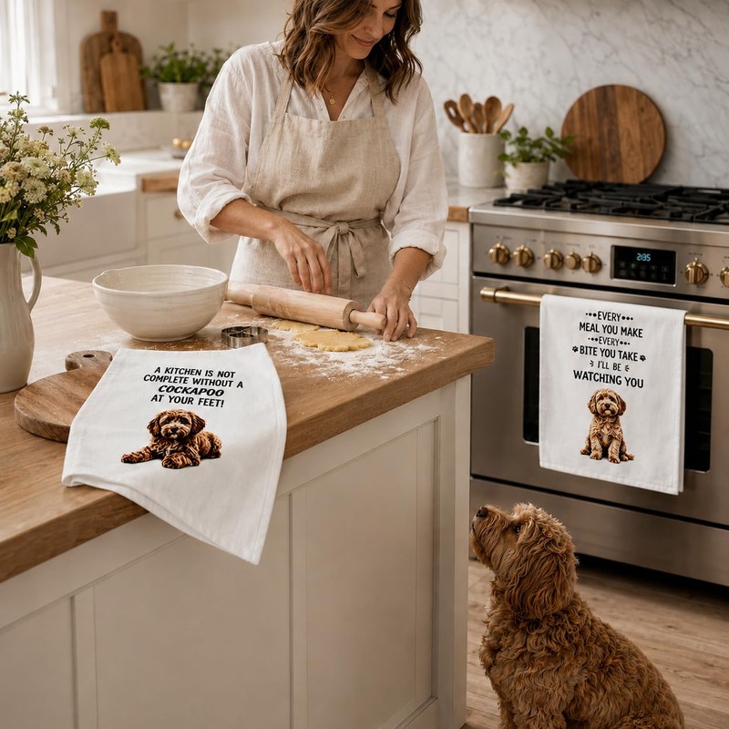 YANFALE Cockapoo Gifts Kitchen Towel 2 Pack Funny Dog Gifts
