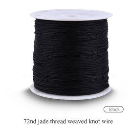 Nylon Cord, 100M x 0.8mm Nylon Chinese Knot Cord Rattail Macrame Shamballa Elastic String for Jewelry Making Bracelets Beading (Black)
