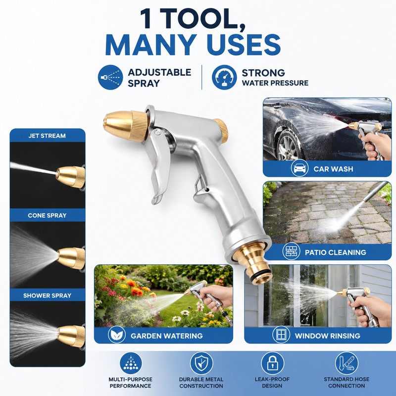 High Pressure Metal Brass Garden Hose Spray Gun for Car