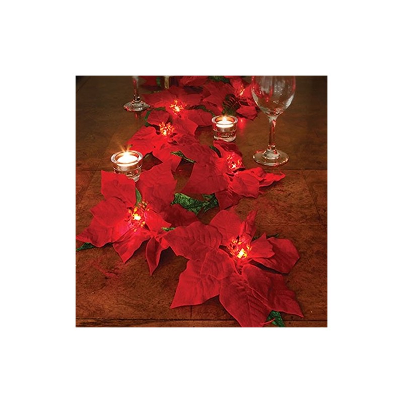 Lighted Poinsettia Garland