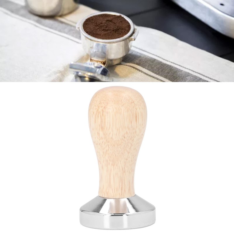 Coffee Tamper, Flat Bottom Detachable Design Coffee Powder Hammer Wooden