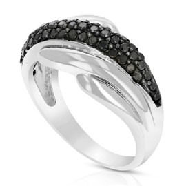 Vir Jewels 2/3 cttw Black Diamond Wedding Ring .925 Sterling Silver with Rhodium Size 7