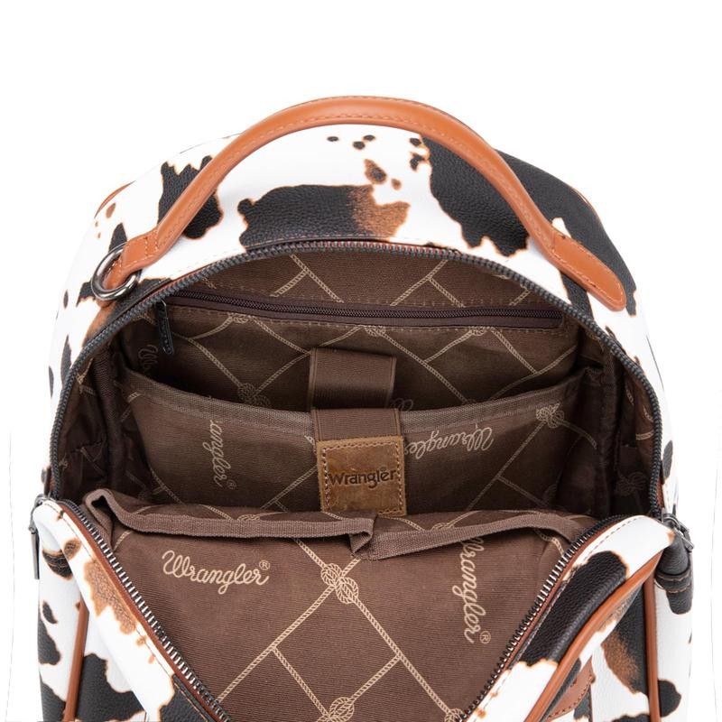 Wrangler Medium Cow Print Backpack Cute Daypacks Bookbag Purse for