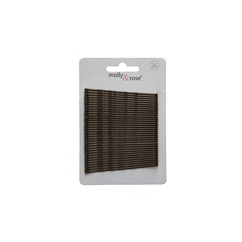 Card of 36 Hair Kirby Grips Bobby Pins 65mm-Brown