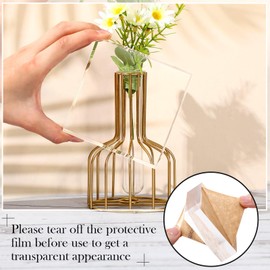 Vicenpal 4 Pieces Acrylic Square Display Block 3 x 3 x 1 Inches, 4 x 4 x 1 Inches Clear Polished Acrylic Cube Acrylic Jewelry Display Stand Ring Showcase Display Holder Base