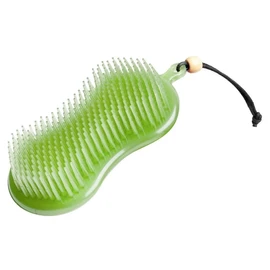 LeMieux Hippo Brush in Green Two in One Horse Grooming Aid with Gentle Bristles and Rubber Scrubby Sponge - One Size