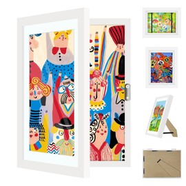 1 Pack Kid Art Frame, A4 Front Opening Kids Artwork Frames Changeable, Chind Artwork Display Storage Frame for 3D Picture Crafts, Children Drawing Hanging Art, Holds 50-100 Pcs (White)