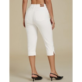 luvamia Casual Capris for Women Summer Stretch Jeans Pants for Women Stretch Capris for Women Skinny Jeans Jean Capris White Jeans Women Cream White X-Large Fits Size 16 / Size 18
