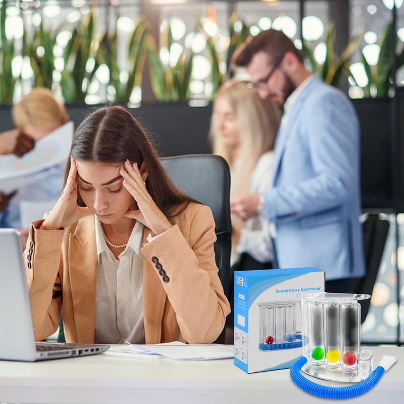 Deep Breathing Lung Exerciser, 3 Ball Incentive Spirometer, Washable and