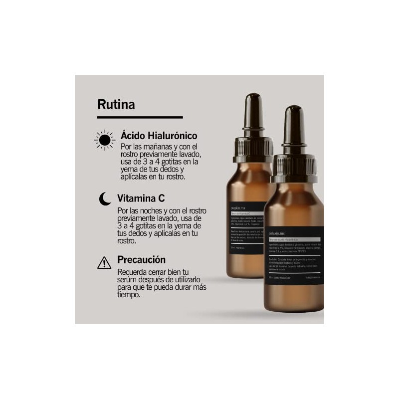 Oneskin Kit Ácido Hialurónico Vitamina C Para Hombre Mujer 30ml