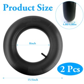 2 Pcs 4.80/4.00-8 Wheelbarrow Inner Tubes, Straight Valve, Inflatable Inner Tube Replacement for Wheelbarrow, Hand Trucks, Lawn Movers, Carts Trolley