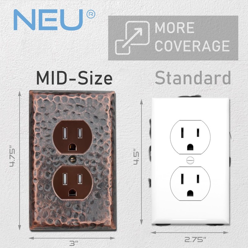 [10 Pack] Hammered Copper 1-Gang Duplex Receptacle Outlet Switch Cover