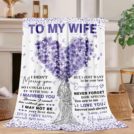 Kitolwo to My Wife - Manta de aniversario para mujer, regalo de cumpleaños para mujer, ideas de regalo de cumpleaños para ella, Navidad y día de San Valentín, regalo romántico con texto "I Love You