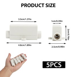 Pack of 5 Wire Connectors, Brass Conductor Terminals, 100 A 1000 V, Cable Connector Terminal Strip, Double Screws, Butt Wire Cable Clamps, Electric Terminal Block, for Cable 2.5-16, for Household and