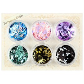 Princess-style Hologram Glitter Silhouette Glitter Glitter Nail Resin Butterfly Cat Heart Moon Star Snowflake Sequin Nail Art Gel Resin Filled MIX 6 Colors Set