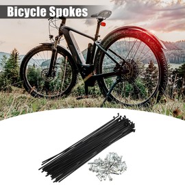 X AUTOHAUX 40 Pcs 14G J Bend 170mm Bike Bicycle Spokes with Nipples Steel