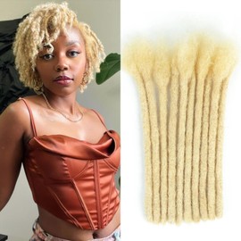 Loc Extensions Human Hair Dreadlock Extensions Human Hair 0.6CM Width Locs Extensions Bundles for Women Men Kids Full Handmade Permanent Locs Can Be Dyed and Bleached 10Strands(613#,6 Inch)