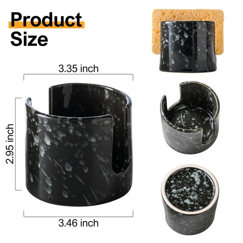 Zoeeker Sponge Holder for Kitchen Sink, Ceramic Sink Caddy Scrub