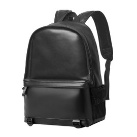 MATE ELAN Black PU Leather Laptop Backpack Fits 15.6 Inch Laptop, Water-resistant designer Large Capacity Overnight Daypack for Travel, Hiking, Business, Work Father's Day