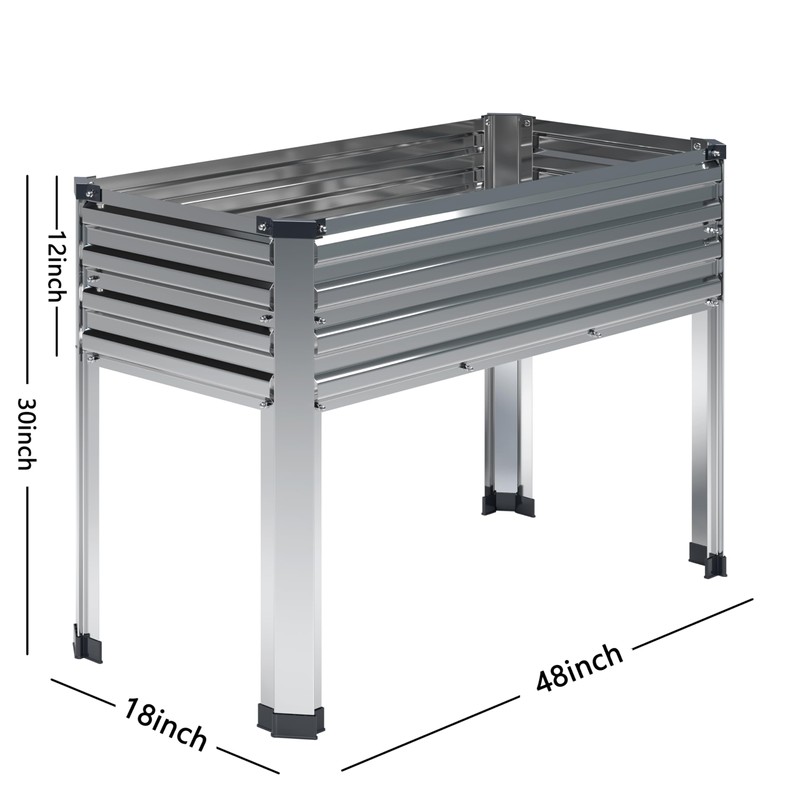 DIIYIV 2PCS Galvanized Raised Garden Bed with Legs,2PCS 48×18×30in Elevated