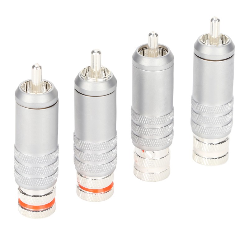 4pcs RCA Plug Silver Plated HIFI Solder RCA Connector Accommodates