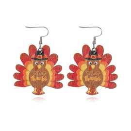 Thanksgiving Earrings for Girls Fall Earrings for Women Punmpkin Pie Candy Corn Maple Leaf Turkey Squirrel Pine Cone Earrings Set Cute Autumn Earrings for Teen Girls Thanksgiving Gifts Holiday Earrings(Style G)