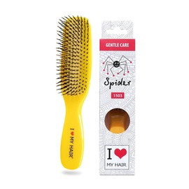 Frizo Pro - I Love My Hair Brush, Hair Brush for All Hair Types, Detangler Brush for Wet or Dry Hair, Quality Bristle Hair Brushes for Women and Girls Spider Series, Small Size, Yellow