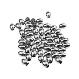 50 Pcs 2mm Hole Small Oval Spacer Beads Metal Loose Beads Oval Jewelry Beads Charms Barrel Craft Beads Small Hole Beads