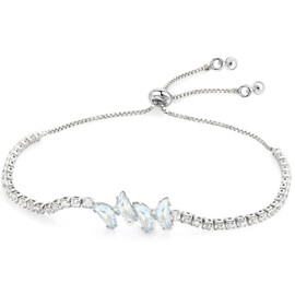 Suyi Tennis Bracelet Cubic Zirconia Crystal Bracelet Adjustable Slider Bracelet for Women, Alloy