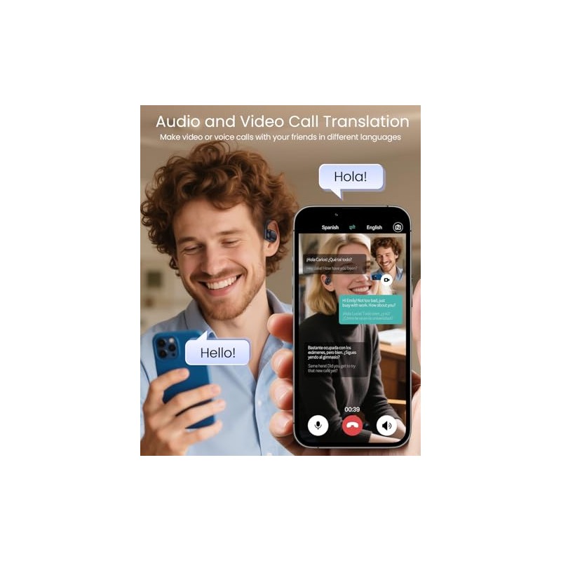 TAGRY AI Translation Earbuds - Real-Time 164 Languages with 80H