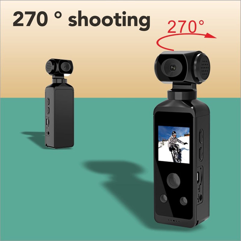 Handheld Gimbal Integrated Camera, 30m Waterproof Action Pocket Camera with