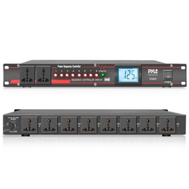 Pyle 10 Outlet Power Sequencer Conditioner - 13 Amp 2000W Rack Mount Pro Audio Digital Power Supply Controller Regulator w/Voltage Readout, Surge Protector, for Home Theater Stage/Studio Use - PCO875