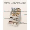 VLANDO 3-Layer Makeup Organizer with 2 Large Drawers for Vanity,Beige