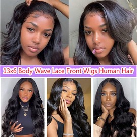 JTMMP 32 Inch 13x6 Lace Front Wigs Human Hair Pre Plucked 200% Density Body Wave Lace Front Human Hair Wigs for Women HD Transparent Glueless Wigs Human Hair Pre Plucked with Baby Hair