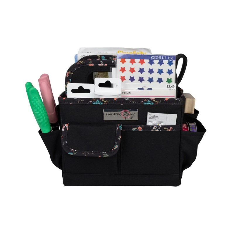 Everything Mary Craft Caddy, Black & Floral - Art Storage