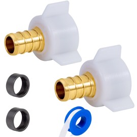 Breezliy Pex 1/2" Pex x 1/2" Female NPT Swivel Adapter Barb Crimp Brass Fittings,PEX 1/2inch NPT Female Threaded Swivel Adapter NPSM Brass Crimp Fittings,for PEX Tubes(2PCS 1/2" Straight)