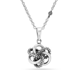 LeCalla 925 Sterling Silver Antique Caviar Beaded Love Knot Pendant Necklace for Women Teen