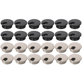 MAEXUS 24pcs 35mm Wire Hole Cap ABS Plastic Cable Hole Cover Wiring Cover Black Office Desk Organization Cable Protection Cable Cover Wire Storage Solution - Black, Gray