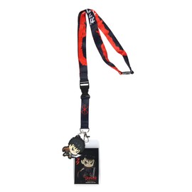 Berserk ID Lanyard Breakaway Badge Holder w/Character Card and 2.5" Guts Chibi Rubber Pendant for Keys Keychain Wallet