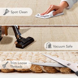 KEMA Jute Cotton Area Rug - 6'x9' Natural Hand Woven Reversible Entry Area Rugs Vintage Farmhouse Bohemian Rectangular Floor Rug for Bedroom, Kitchen, Living Room, Indoor-Outdoor