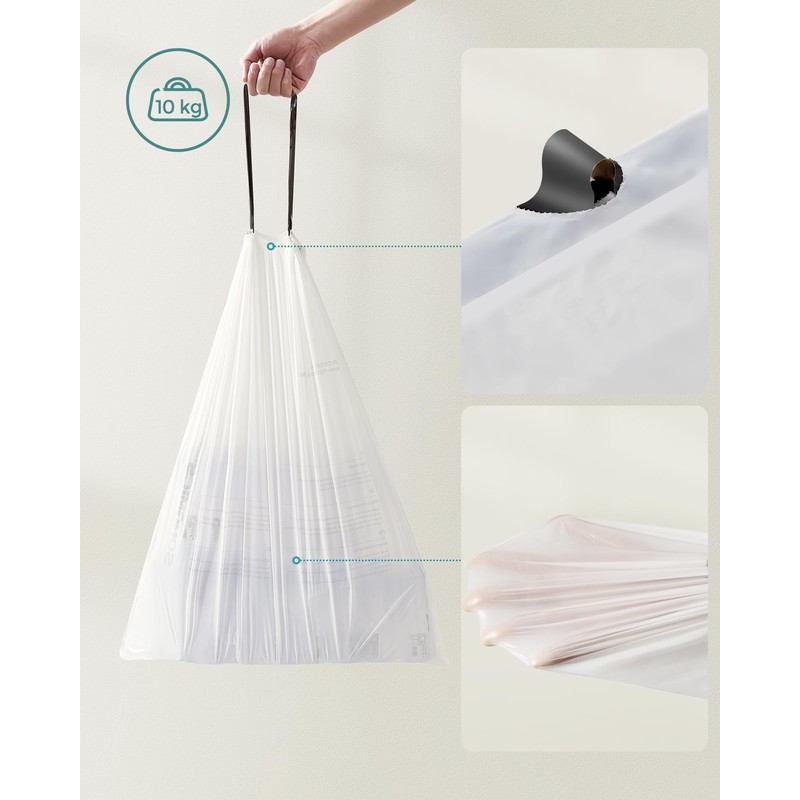 SONGMICS Sacchi Spazzatura con Manici a Cordoncino, 15-20L