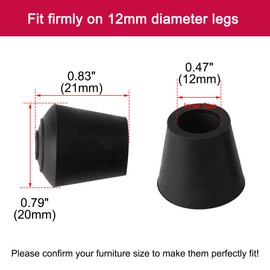 sourcing map Pack of 8 Chair Leg Caps Felt Gliders Leg Cap Tip Lid Rubber for Furniture Chair 12 mm / 0.47 Inches