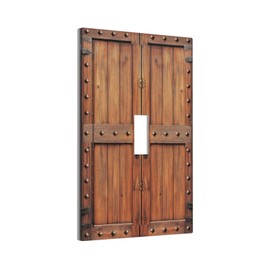 CZRPKEN Medieval Wood Plank & Metal Door Light Switch Cover Plate Rustic Vintage Brown Style 1 Gang Decorative Wall Plate Single Toggle Outlet Switch Faceplate Cover Villa Entryway Tavern Decor