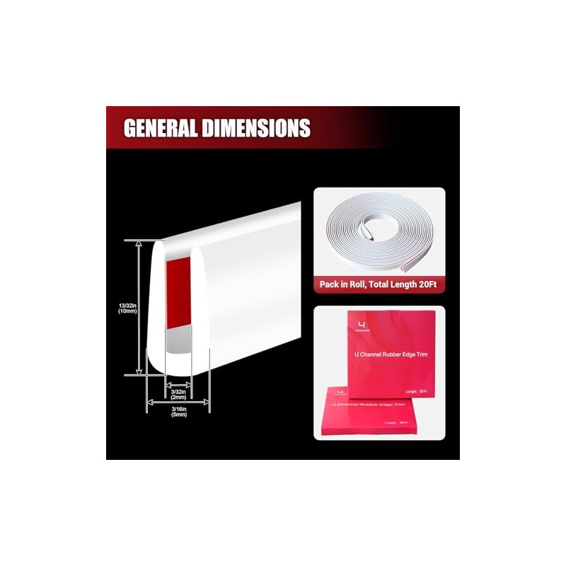 YANRUIPRO Borde de Goma Canal U Autoadhesivo Silicona 2mm, Apto