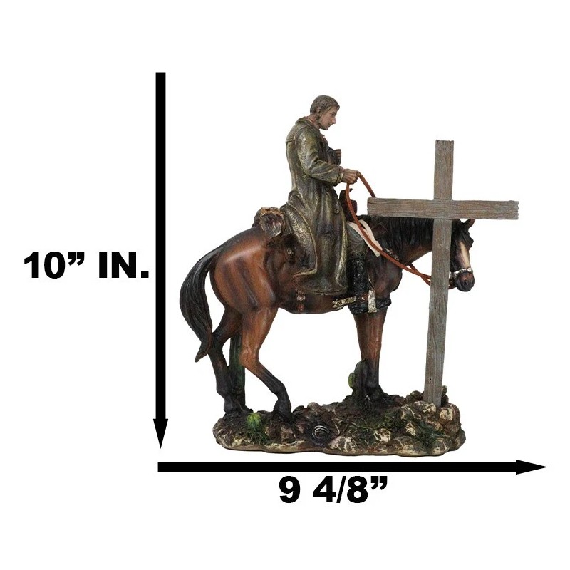 Western Cowboy in Solemn Prayer On Horse By Faded Cross