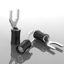 AUPROTEC 100x Fork Connector 2.5-4.0 mm² black AWG 14-12 hole-Ø M4 SV Vinyl semi-insulated Spade Crimp Terminals tinned copper Electrical Connectors