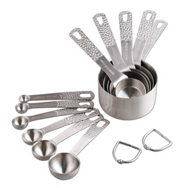 Viwehots Measuring Cups and Spoons Set 11, 18/8 Stainless Steel Measuring Cups and Spoons Set, 5 Metric Measuring Cups & 6 Spoons, Dry Measuring Cups&Spoons Set with 1/8, 1/4 Cup for Baking&Kitchen